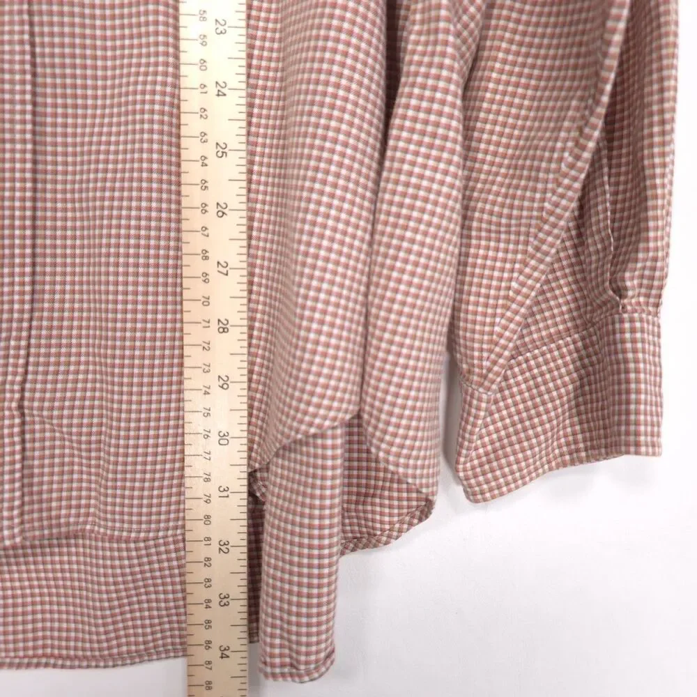 RALPH LAUREN Vintage HONG KONG Yarmouth‎ Cotton Check Tan Brown Shirt MEDIUM